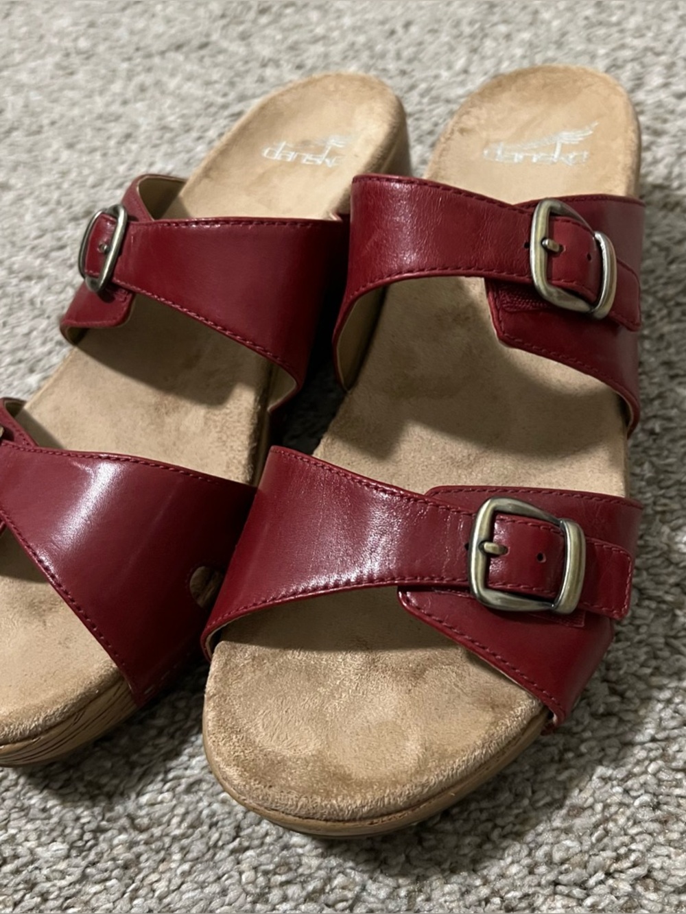 Dansko Red Double-Buckle Slide Sandals Size 40 9/9.5